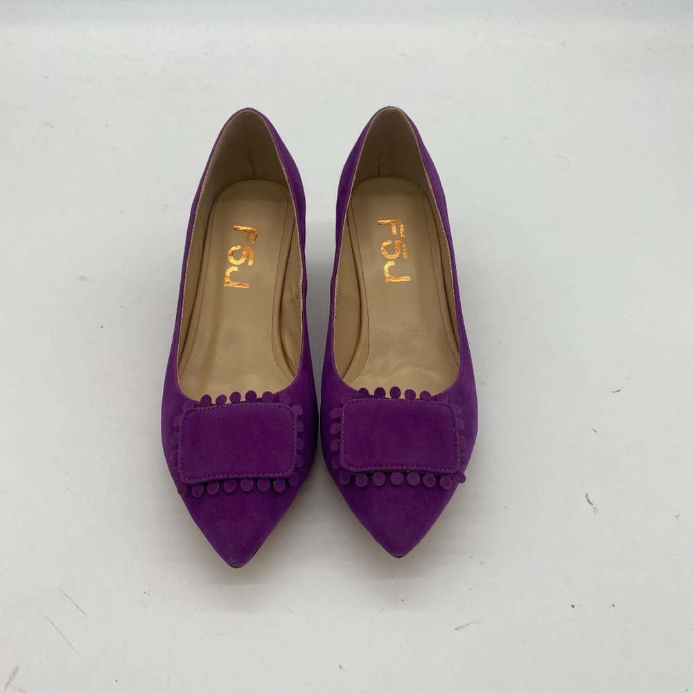 FSJ Pointed Toe Low Heel Pumps Office Shoes